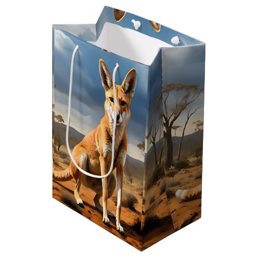 **"Down Under Delight: The Kangaringo Design"** Medium Cadeauzakje (Voorkant Gekanteld)