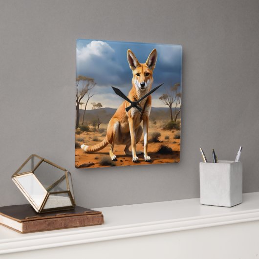 **"Down Under Delight: The Kangaringo Design"** Vierkante Klok (Kantoor)
