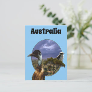 "Down Under Duo: Emu en Kookaburra in Popout Art" Briefkaart