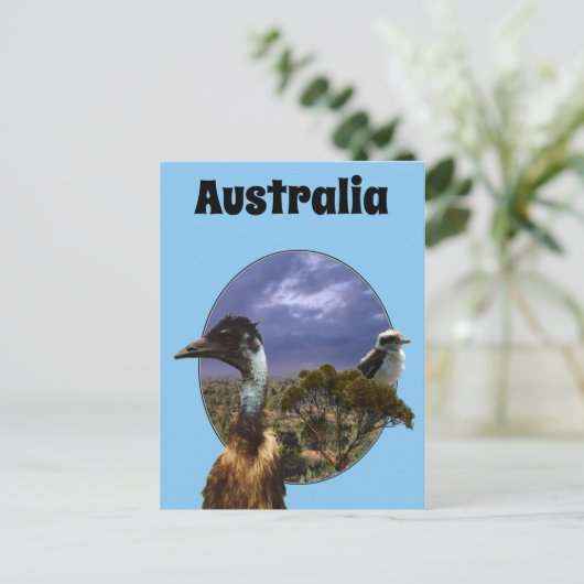 "Down Under Duo: Emu en Kookaburra in Popout Art" Briefkaart (Staand voorkant)