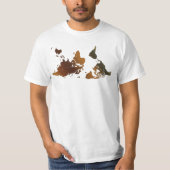 DOWN-UNDER ONDERSTEBOVEN Funny WERELDKAART T-shirt (Voorkant)