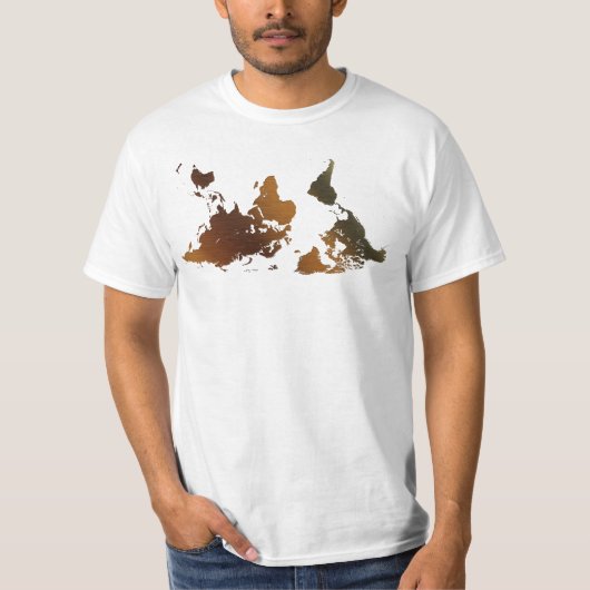 DOWN-UNDER ONDERSTEBOVEN Funny WERELDKAART T-shirt (Voorkant)