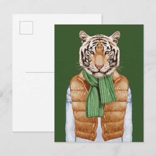 Down Vest Tiger Briefkaart (Voorkant / Achterkant)