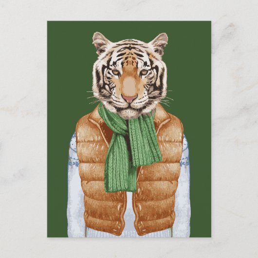 Down Vest Tiger Briefkaart (Voorkant)