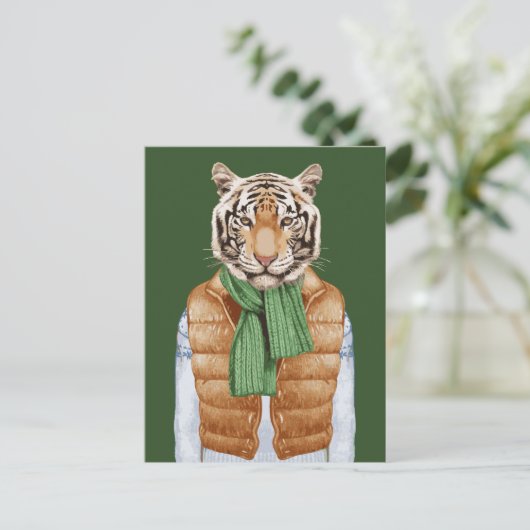 Down Vest Tiger Briefkaart (Staand voorkant)