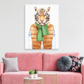 Down Vest Tiger Canvas Afdruk (Insitu (Woonkamer))
