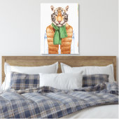 Down Vest Tiger Canvas Afdruk (Insitu (Slaapkamer))