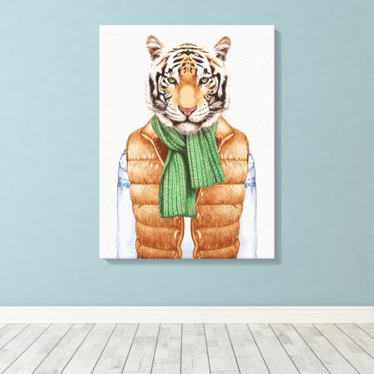 Down Vest Tiger Canvas Afdruk (Insitu (Houten vloer))