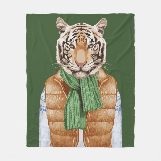 Down Vest Tiger Fleece Deken (Voorkant)