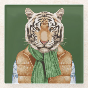 Down Vest Tiger Glazen Onderzetter