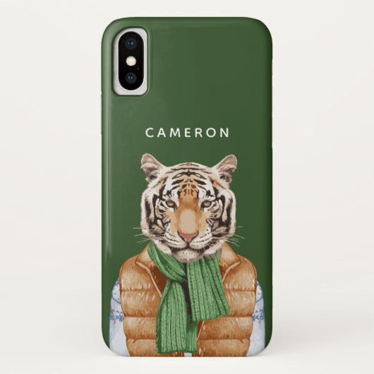 Down Vest Tiger | Jouw namen toevoegen Case-Mate iPhone Case (Achterkant)