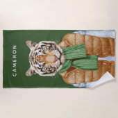 Down Vest Tiger | Jouw namen toevoegen Strandlaken (Voorkant)