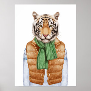 Down Vest Tiger Poster