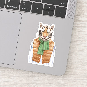 Down Vest Tiger Sticker