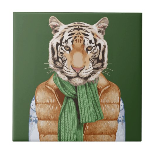 Down Vest Tiger Tegeltje (Voorkant)