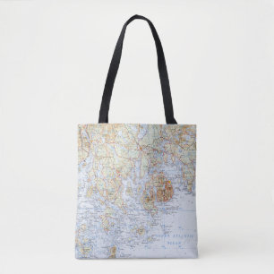Downeast Maine Map Canvas tas