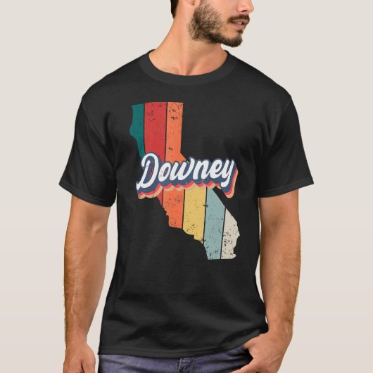 Downey City Retro  Hometown California T-shirt (Voorkant)