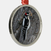 Downey Woodpecker Metalen Ornament (Rechts)