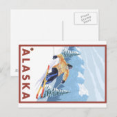 Downhhill Snow Skier - Alaska Briefkaart (Voorkant / Achterkant)