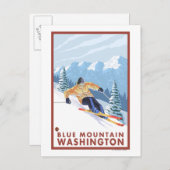 Downhhill Snow Skier - Blue Mountain , Briefkaart (Voorkant / Achterkant)