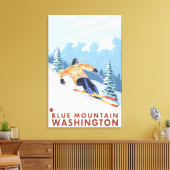 Downhhill Snow Skier - Blue Mountain , Canvas Afdruk (Insitu (Woonkamer))