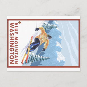 Downhhill Snow Skier - Blue Mountain , Washington Briefkaart