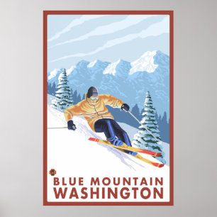 Downhhill Snow Skier - Blue Mountain , Washington Poster
