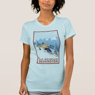 Downhhill Snow Skier - Blue Mountain , Washington T-shirt