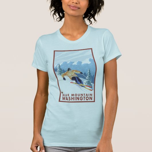 Downhhill Snow Skier - Blue Mountain , Washington T-shirt (Voorkant)
