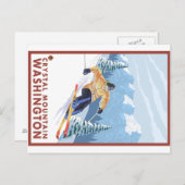 Downhhill Snow Skier - Crystal Mountain , WA Briefkaart (Voorkant / Achterkant)