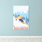 Downhhill Snow Skier - Crystal Mountain , WA Canvas Afdruk (Insitu (Houten vloer))