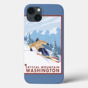 Downhhill Snow Skier - Crystal Mountain , WA iPhone 13 Hoesje