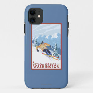 Downhhill Snow Skier - Crystal Mountain , WA Case-Mate iPhone Case