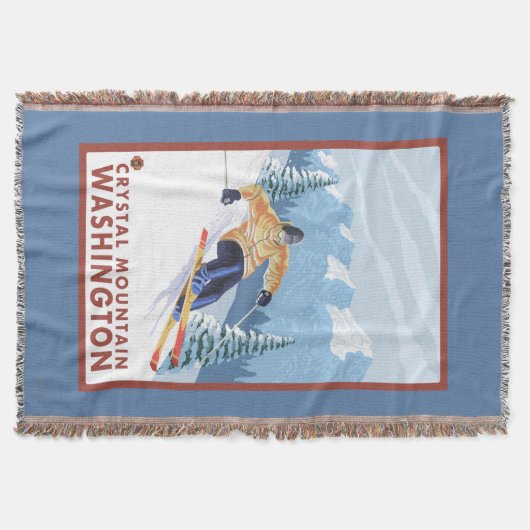 Downhhill Snow Skier - Crystal Mountain , WA Deken (Voorkant)