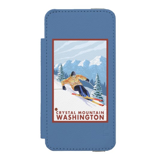 Downhhill Snow Skier - Crystal Mountain , WA Incipio iPhone Portemonnee Hoesje (Voorkant Agenda)