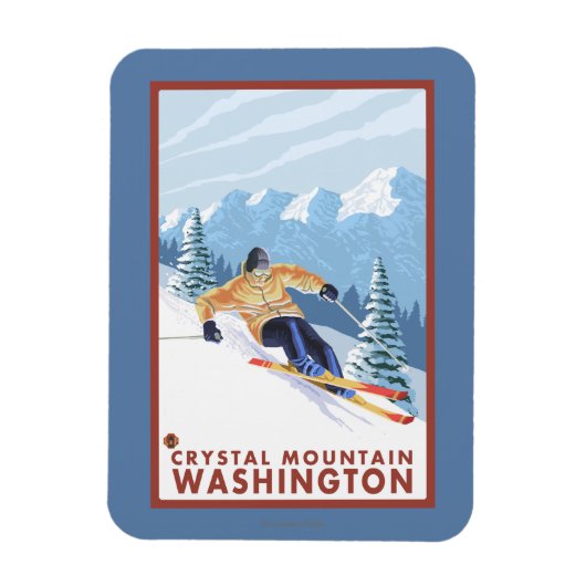 Downhhill Snow Skier - Crystal Mountain , WA Magneet (Verticaal)