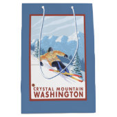 Downhhill Snow Skier - Crystal Mountain , WA Medium Cadeauzakje (Voorkant)