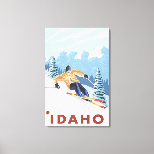 Downhhill Snow Skier - Idaho Canvas Afdruk (Voorkant)