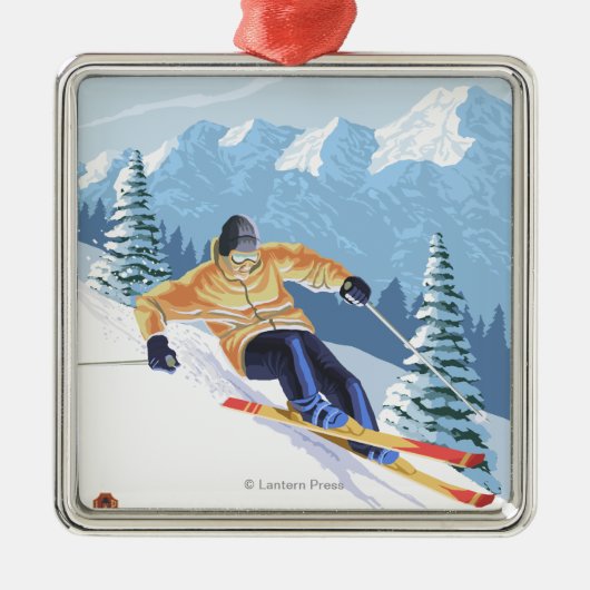 Downhhill Snow Skier - Mission Ridge, Washington Metalen Ornament (Voorkant)