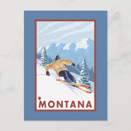 Downhhill Snow Skier - Montana Briefkaart (Voorkant)