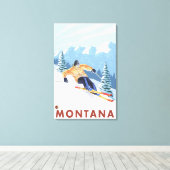 Downhhill Snow Skier - Montana Canvas Afdruk (Insitu (Houten vloer))