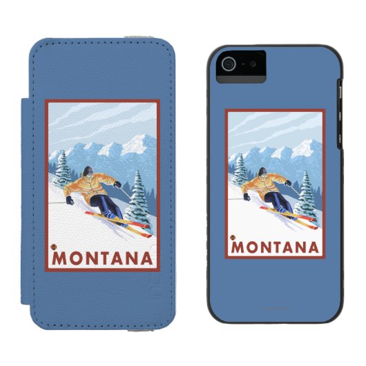 Downhhill Snow Skier - Montana Incipio iPhone Portemonnee Hoesje (Naast elkaar)