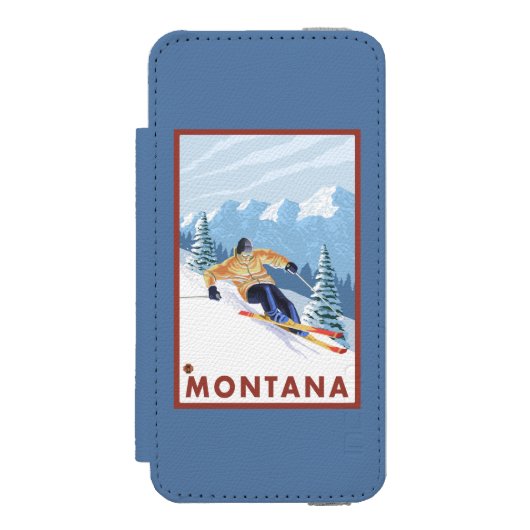 Downhhill Snow Skier - Montana Incipio iPhone Portemonnee Hoesje (Voorkant Agenda)
