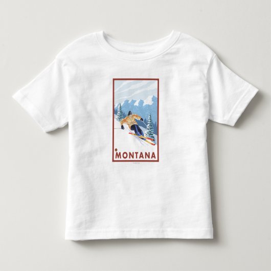 Downhhill Snow Skier - Montana Kinder Shirts (Voorkant)