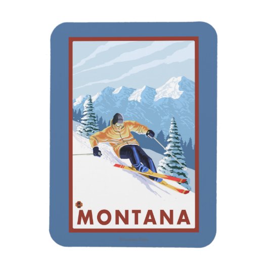 Downhhill Snow Skier - Montana Magneet (Verticaal)