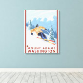 Downhhill Snow Skier - Mount Adams, Washington Canvas Afdruk (Insitu (Houten vloer))
