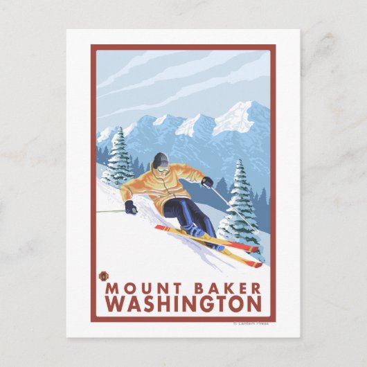 Downhhill Snow Skier - Mount Baker, Washington Briefkaart (Voorkant)