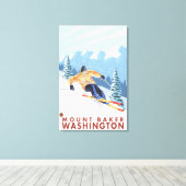 Downhhill Snow Skier - Mount Baker, Washington Canvas Afdruk (Insitu (Houten vloer))