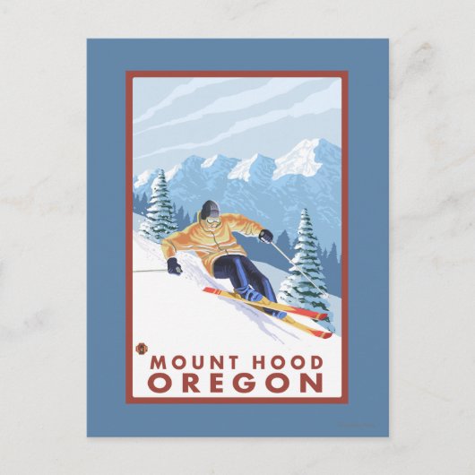 Downhhill Snow Skier - Mount Hood, Oregon Briefkaart (Voorkant)