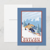 Downhhill Snow Skier - Mount Hood, Oregon Briefkaart (Voorkant / Achterkant)